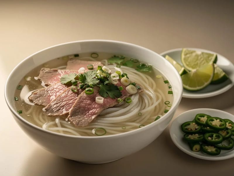 Phở Tái (wietnamskie pho wołowe z surową wołowiną) Phở Tái (wietnamskie pho wołowe z surową wołowiną)