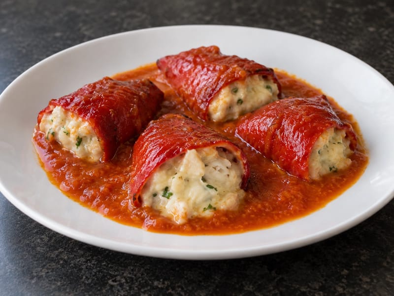 Pimientos del Piquillo Rellenos de Bacalao (sózott tőkehallal töltött piquillo paprika) Pimientos del Piquillo Rellenos de Bacalao (sózott tőkehallal töltött piquillo paprika)