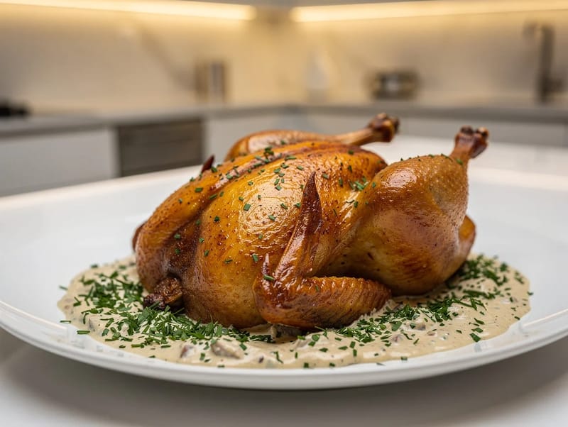 Poulet Rôti med estragonflødesauce Poulet Rôti med estragonflødesauce