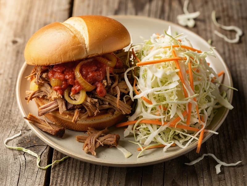 Pulled Pork Sandwich with Coleslaw Pulled Pork Sandwich with Coleslaw