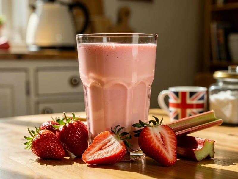 Smoothie med rabarbra og jordbær Smoothie med rabarbra og jordbær