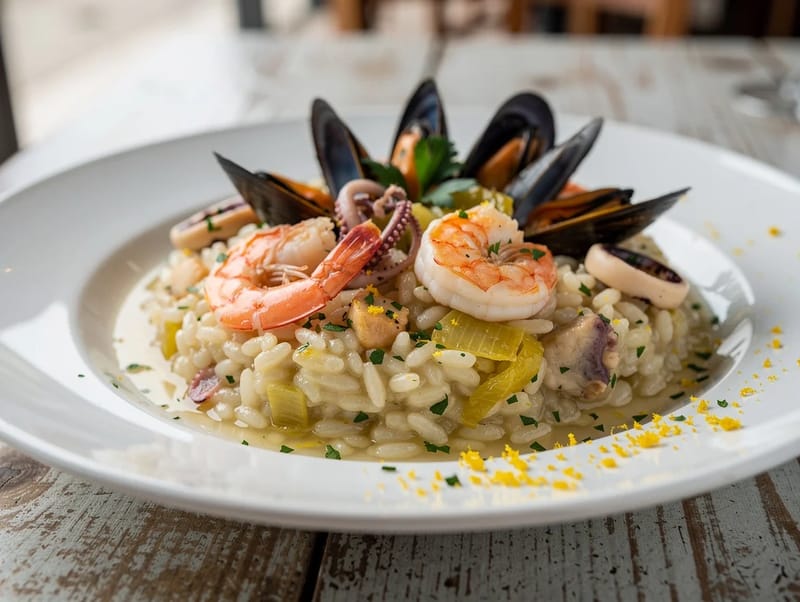 Risotto ai Frutti di Mare (sjømatrisotto med reker, blåskjell og blekksprut) Risotto ai Frutti di Mare (sjømatrisotto med reker, blåskjell og blekksprut)