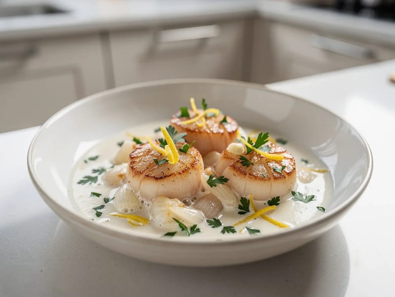 Saint-Jacques à la Crème (Scallops in White Wine and Cream Sauce) Saint-Jacques à la Crème (Scallops in White Wine and Cream Sauce)
