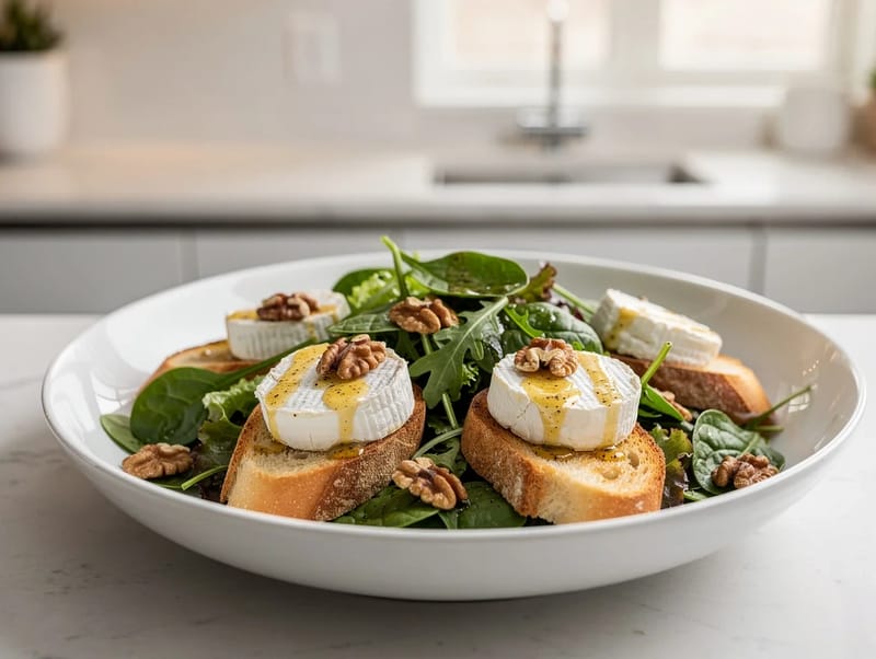 Warm Goat’s Cheese Salad with Dijon Vinaigrette Warm Goat’s Cheese Salad with Dijon Vinaigrette