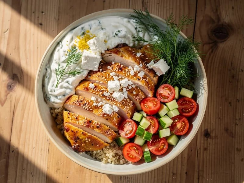 Sesame Chicken Greek Fusion Bowl Sesame Chicken Greek Fusion Bowl