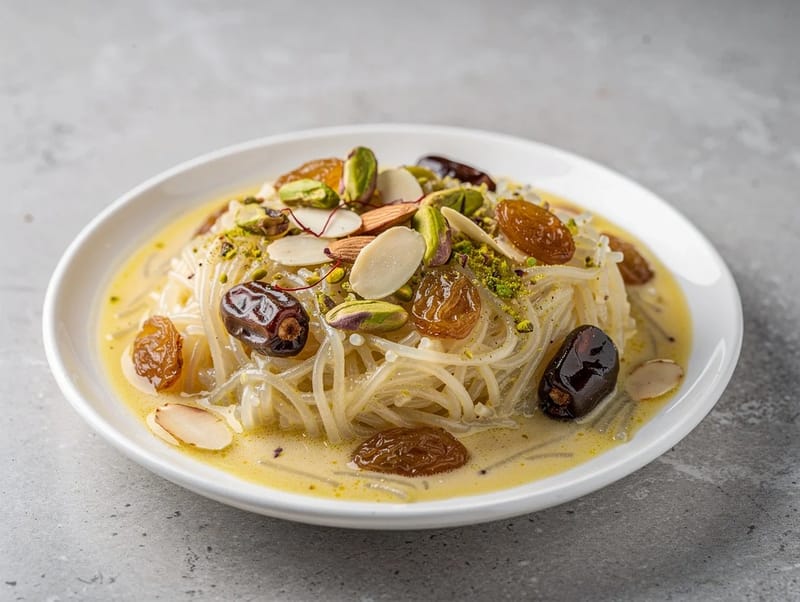 Sheer Khurma (desert de Eid cu vermicelli și lapte) Sheer Khurma (desert de Eid cu vermicelli și lapte)