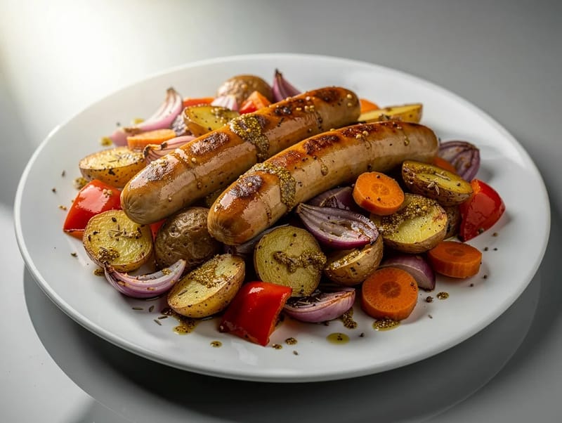 Sheet-Pan Bratwurst and Vegetables Sheet-Pan Bratwurst and Vegetables