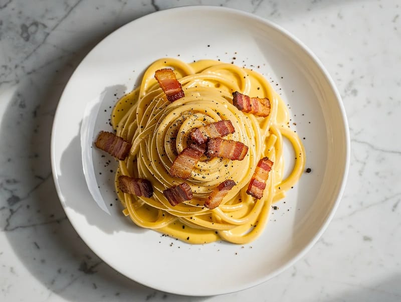 Spaghetti alla Carbonara (römische Pasta mit Guanciale und Pecorino) Spaghetti alla Carbonara (römische Pasta mit Guanciale und Pecorino)