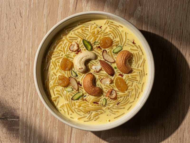 Seviyan (indisk sød vermicelli-budding med mælk og safran) Seviyan (indisk sød vermicelli-budding med mælk og safran)