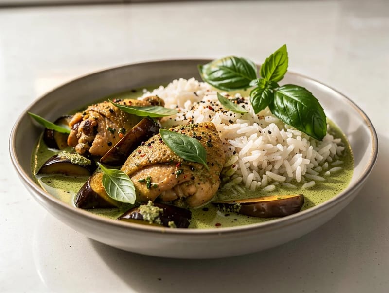 Thai Green Curry Bowl with Chicken and Jasmine Rice Thai Green Curry Bowl with Chicken and Jasmine Rice