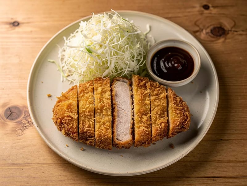 Tonkatsu (chuleta de cerdo con panko y col) Tonkatsu (chuleta de cerdo con panko y col)