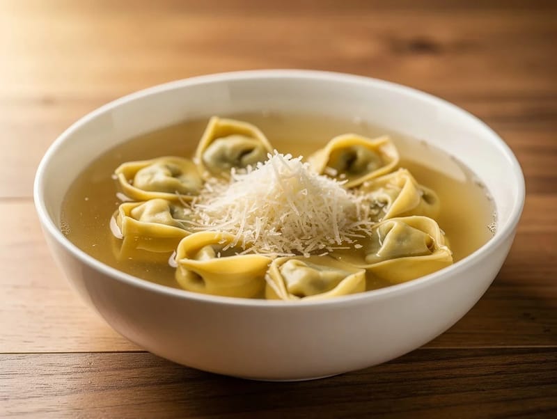 Tortellini in Brodo (Tortellini in Clear Chicken and Beef Broth) Tortellini in Brodo (Tortellini in Clear Chicken and Beef Broth)