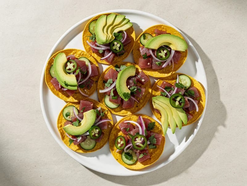 Tostadas de Ceviche de Atún (tostadas met tonijnceviche) Tostadas de Ceviche de Atún (tostadas met tonijnceviche)
